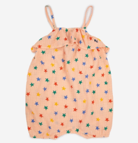 BOBO CHOSES Letní overal - Multicolor Stars all over LIGHT PINK Věk: 3M