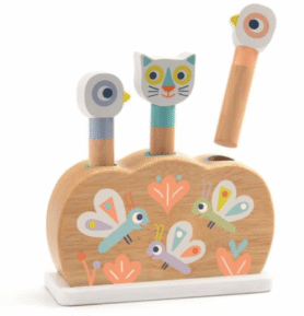 DJECO Dřevěná hračka vyskakovací duhová zvířátka