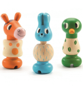 DJECO Dřevěná TRIO šroubovací zvířátka