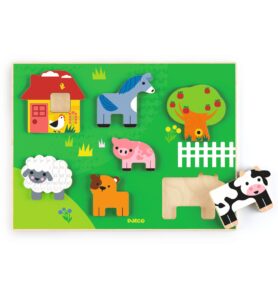 DJECO Dřevěné vkládací puzzle Farm Story