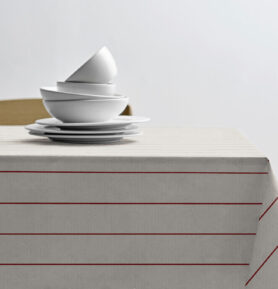 Södahl Kuchyňský ubrus 140x270 Line Offwhite/Red