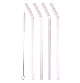 Lyngby Glas Skleněné brčko 21,5cm 4ks Pink