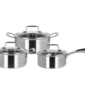 Holm Sada 3 vrstvých hrnců s pokličkami 6ks Nerez